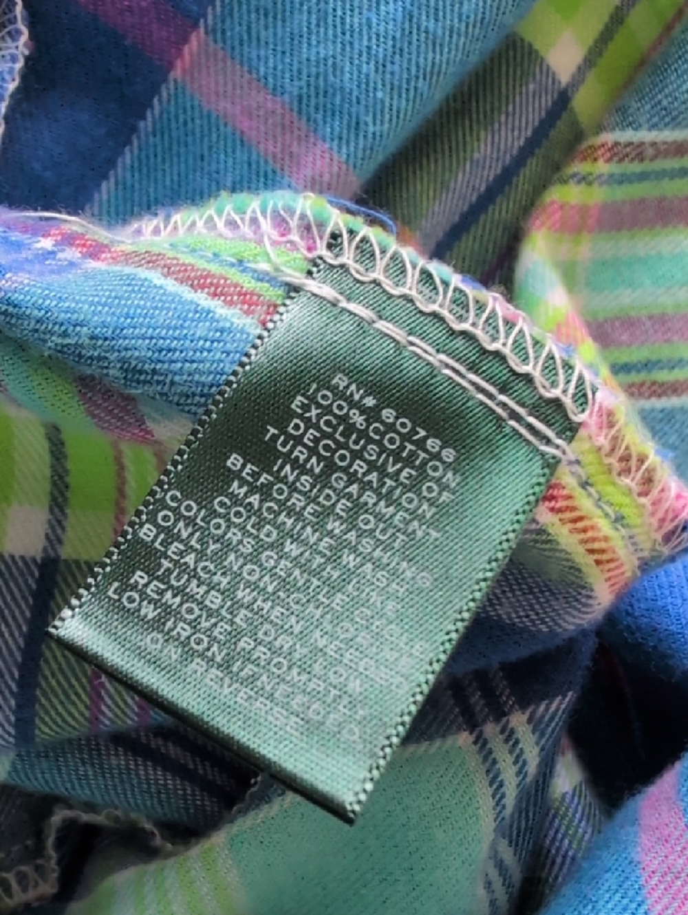Lauren Ralph Lauren Blue Green Plaid Button-Up Nightgown - Picture 6 of 13